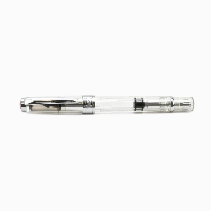 Twsbi Diamond 580 ALR Nickel Gray fountain pen with a sleek metallic finish and fine nib, showcasing its elegant design.