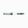 Twsbi Diamond 580 ALR Prussian Blue fountain pen with gold accents, featuring a sleek design and fine nib.