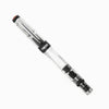 Twsbi Diamond 580AL R black fountain pen with gold accents and extra-fine nib, showcasing a sleek, elegant writing instrument.