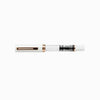 Twsbi Diamond 580 White Rose Gold II fountain pen with gold accents and detailed design, showcasing its elegant body and fine nib.