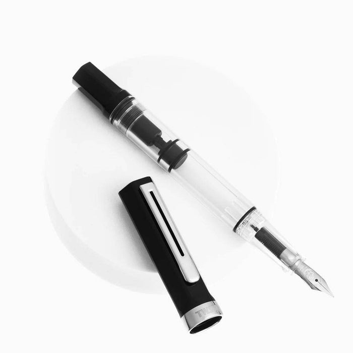 Twsbi Eco Black fountain pen with an elegant black body and fine nib, ideal for smooth writing and everyday use.