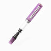 Twsbi Eco Glow Purple fountain pen with an elegant purple body and fine nib, showcasing its smooth design and premium craftsmanship.