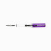 Twsbi Eco transparent purple fountain pen with an extra-fine nib, showcasing the clear purple body and elegant design.
