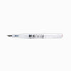 Twsbi Go Clear fountain pen with transparent body and fine nib, showcasing its sleek design and ink reservoir.