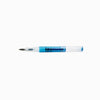 Twsbi Go Sapphire fountain pen with extra-fine nib, showcasing its sleek blue body and silver accents.