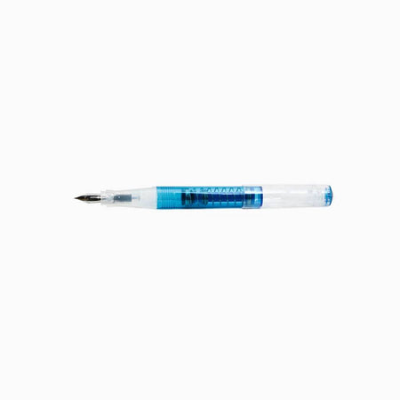 Twsbi Go Sapphire fountain pen with extra-fine nib, showcasing its sleek blue body and silver accents.