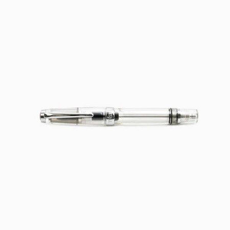 Twsbi Vac Mini Clear fountain pen with extra-fine nib, transparent body showcasing internal components.