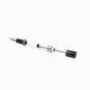 Twsbi VAC700R fountain pen with extra-fine nib, black body and silver accents, showcasing sleek design and writing tip.