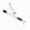 Twsbi VAC700R fountain pen with extra-fine nib, black body and silver accents, displayed on a white background.
