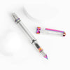 Twsbi VAC700R IRIS fountain pen with an extra-fine nib, showcasing its sleek design and transparent barrel.