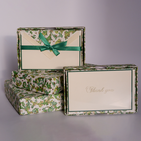 Green Florentine notecards by Rossi, featuring elegant stationery with intricate floral designs, perfect for personalized notes.