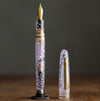 Esterbrook Bungubox Kachofugetsu Cherry Blossom Edition Estie fountain pen with pink and floral design on the barrel.