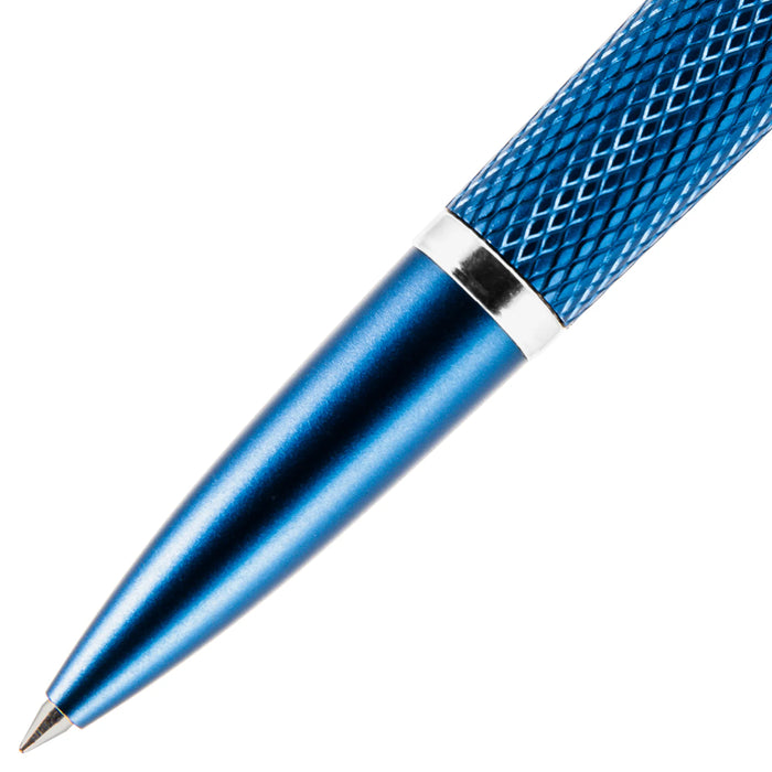 Blue Diplomat Viper rollerball pen with smooth metal body and silver accents, displayed on a white background.