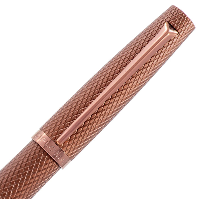 Brown Diplomat Viper rollerball pen with sleek design and silver accents, shown in a close-up image.