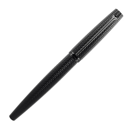 Diplomat Viper black fountain pen with capped design, showcasing sleek black resin body and silver accents.