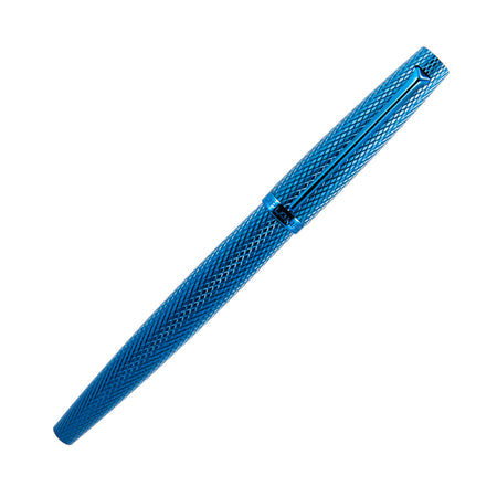 Diplomat Viper fountain pen with blue capped body, showcasing sleek design and smooth writing tip.