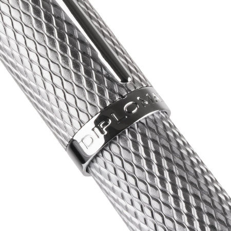 Silver Diplomat Viper rollerball pen with sleek design, featuring a smooth body and polished finish.