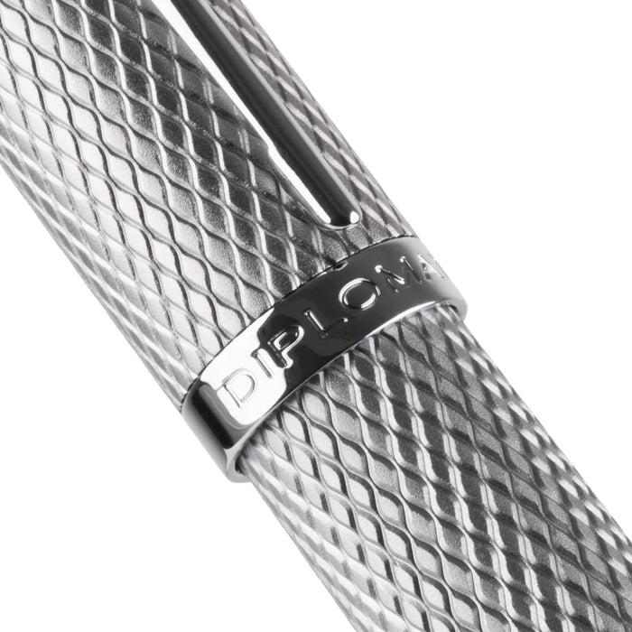 Silver Diplomat Viper fountain pen with sleek metallic finish and elegant design, showcasing the pen's body and cap.