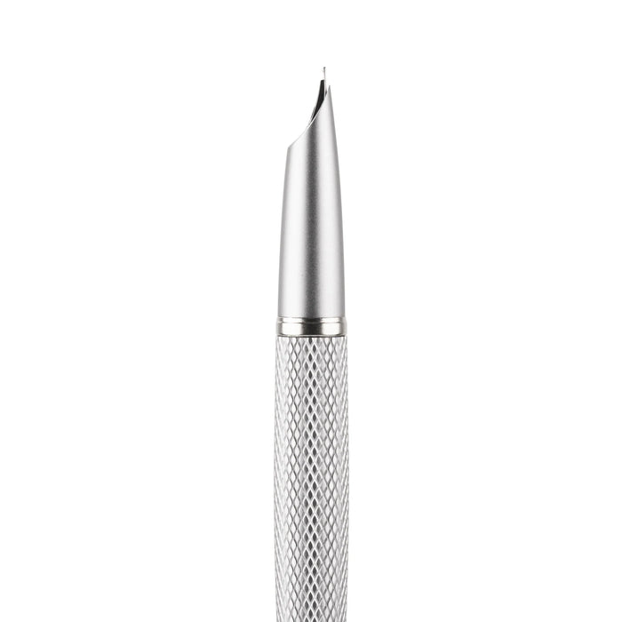 Silver Diplomat Viper fountain pen with sleek design and metallic finish, shown from a side angle on a white background.