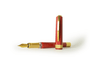 Visconti Opera Gold Red fountain pen with gold accents and red lacquer finish, featuring an extra-fine nib.