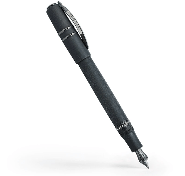 Visconti Homo Sapiens Dark Age fountain pen with fine nib, featuring a textured dark-colored body and elegant design.