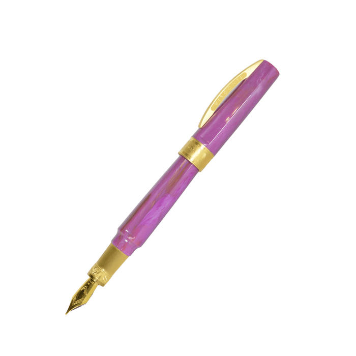 Visconti Mirage Mythos Aphrodite fountain pen with fine nib, featuring intricate design and elegant craftsmanship.