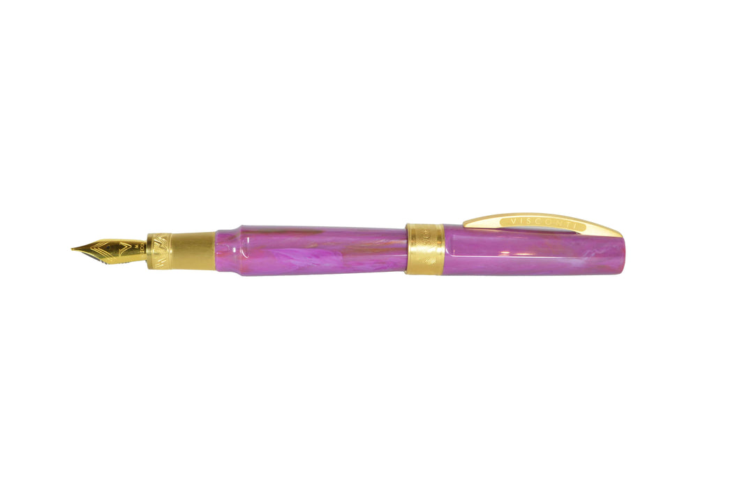 Visconti Mirage Mythos Aphrodite fountain pen with fine nib, featuring intricate design and elegant craftsmanship.