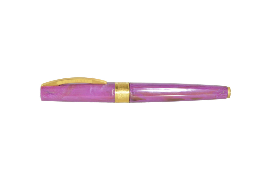 Visconti Mirage Mythos Aphrodite fountain pen with fine nib, featuring intricate design and vibrant color details.