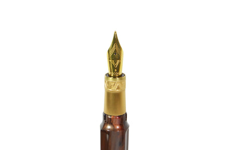 Visconti Mirage Mythos Apollo fountain pen with fine nib, featuring intricate design and luxurious craftsmanship.