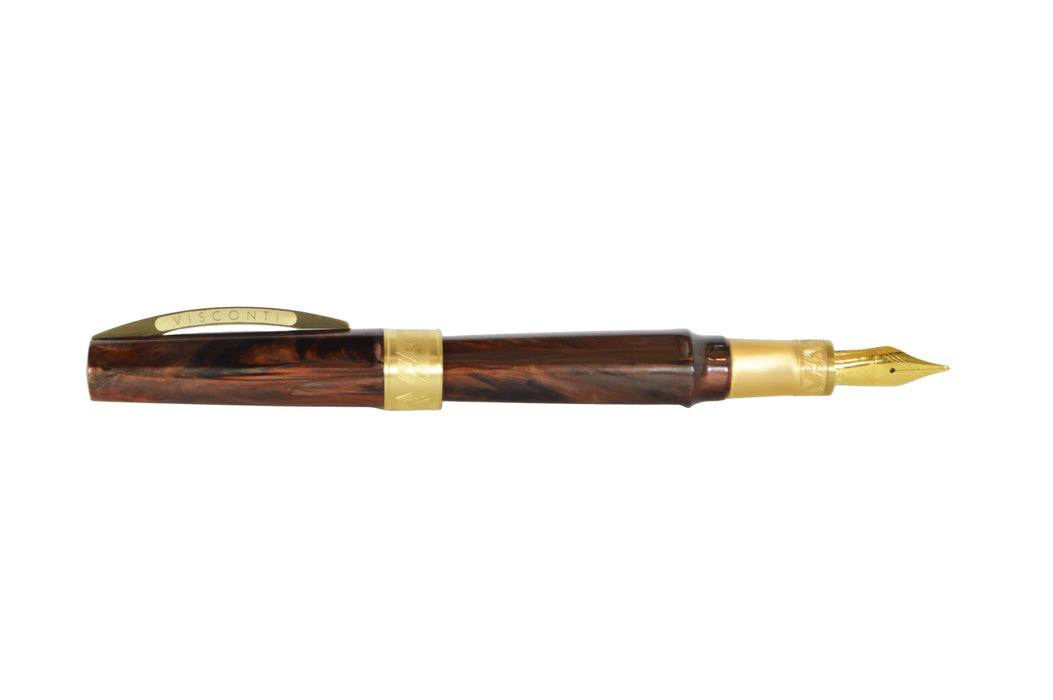 Visconti Mirage Mythos Apollo fountain pen with a sleek design and fine nib, showcasing the elegant craftsmanship of the brand.