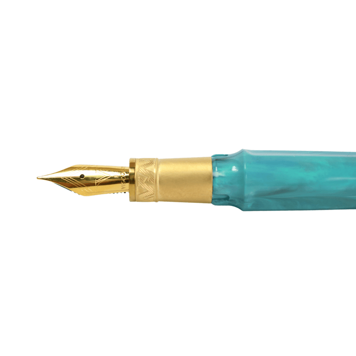 Visconti Mirage Mythos Athena fountain pen with fine nib, featuring intricate design and luxurious craftsmanship.