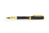 Visconti Opera Gold Black fountain pen with gold accents and black resin barrel, fine nib, luxurious writing instrument