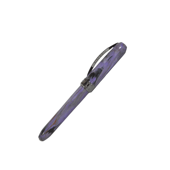 Visconti Rembrandt S Lavender fountain pen with fine nib, showcasing lavender-colored resin body and elegant design.