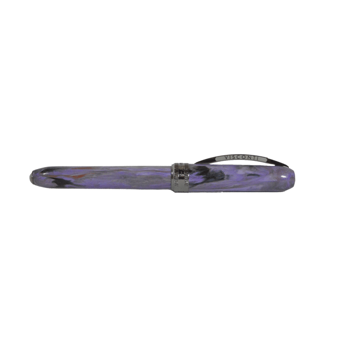 Visconti Rembrandt S Lavender fountain pen with fine nib, showcasing its elegant lavender-colored resin body and gold accents.