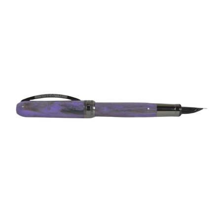 Visconti Rembrandt S Lilac fountain pen with fine nib, featuring a purple and lilac marbled resin body and gold accents.