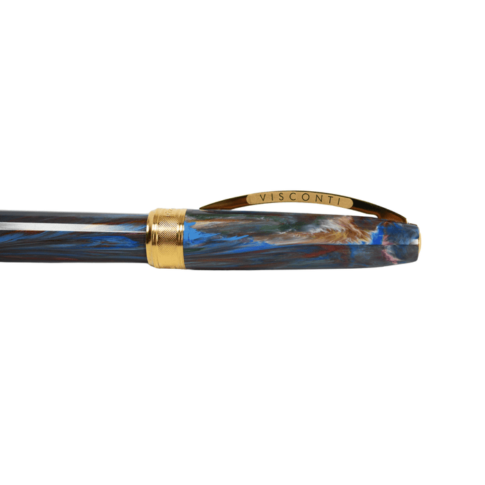 Visconti Van Gogh Oiran fountain pen with fine nib, featuring intricate design inspired by Japanese art and craftsmanship.