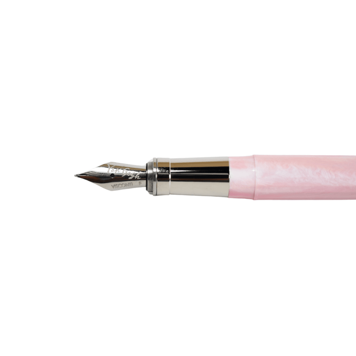 Visconti Van Gogh Souvenir de Mauve fountain pen with fine nib, featuring vibrant purple and blue ink accents.