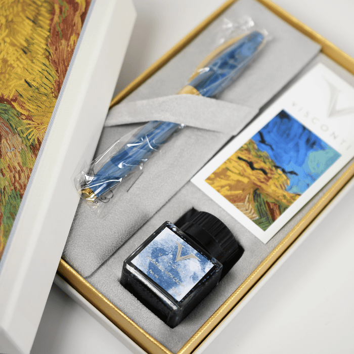 Visconti Van Gogh Wheatfield with Crows fountain pen with detailed design inspired by the famous painting.