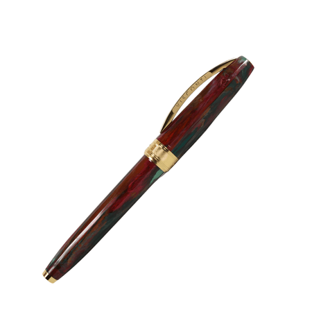 Visconti Van Gogh Flower Plum Orchard rollerball pen with detailed artwork and sleek design on a white background.