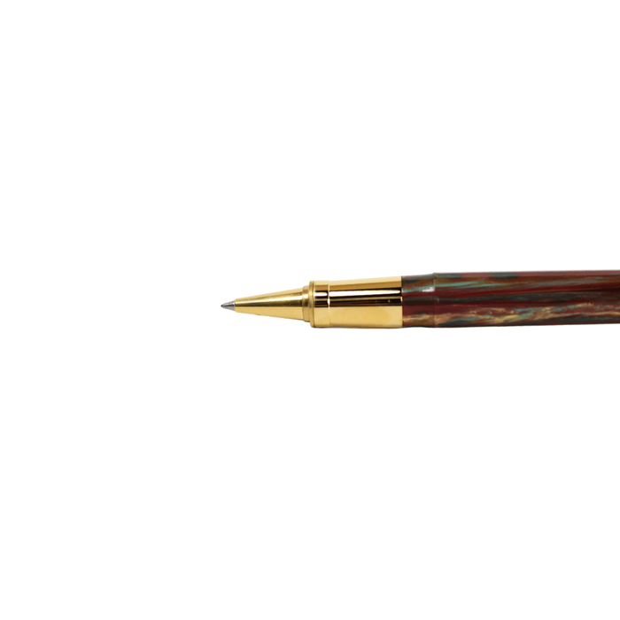 Visconti Van Gogh Flower Plum Orchard rollerball pen with detailed artwork on black resin body.