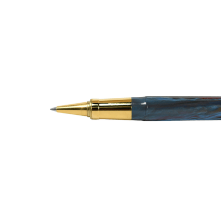 Visconti Van Gogh Novel Reader rollerball pen with detailed artwork design, black ink, and sleek metal body.
