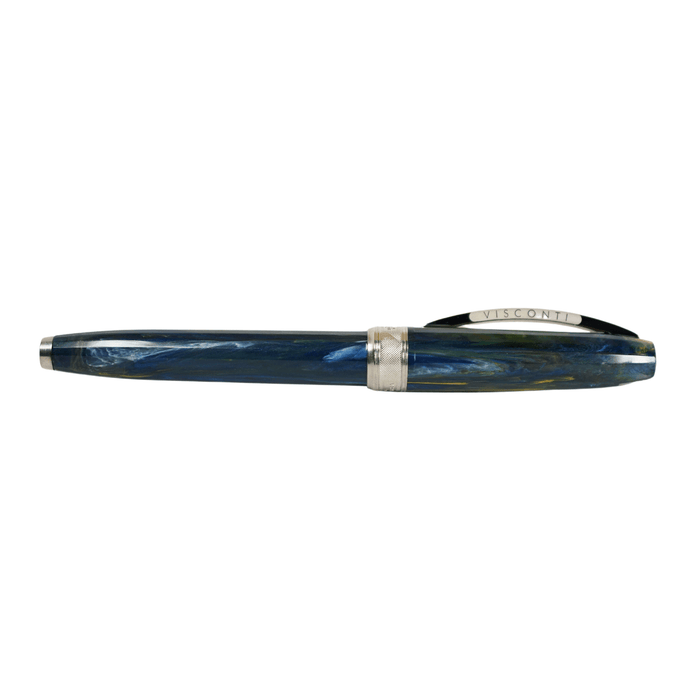 Visconti Van Gogh Starry Night rollerball pen with detailed artwork and sleek black barrel, ideal for writing and collectors.