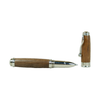 Jean-Pierre Lepine Indigo Classic Murano rollerball pen with walnut wood barrel, elegant writing instrument.