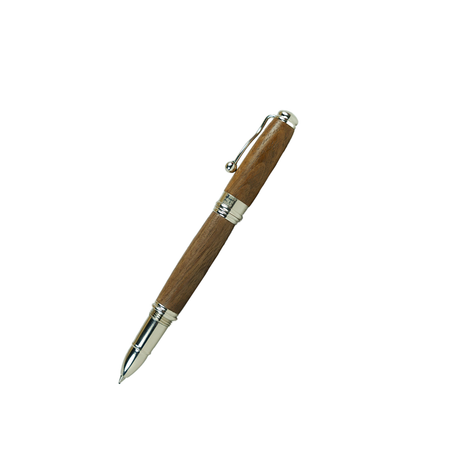 Jean-Pierre Lepine Indigo Classic Murano rollerball pen with walnut wood barrel, showcasing elegant craftsmanship and smooth writing design.