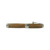 Jean-Pierre Lepine Indigo Classic Murano fountain pen with walnut wood body and gold accents, displayed on a white background.