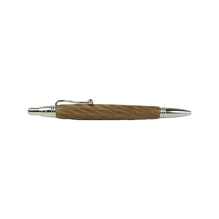 Jean-Pierre Lepine Indigo Classic Murano ballpoint pen with walnut wood barrel, showcasing elegant craftsmanship and natural wood finish.
