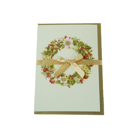 Rossi Christmas cards featuring festive wreath design with green foliage and red accents, perfect for holiday greeting cards.