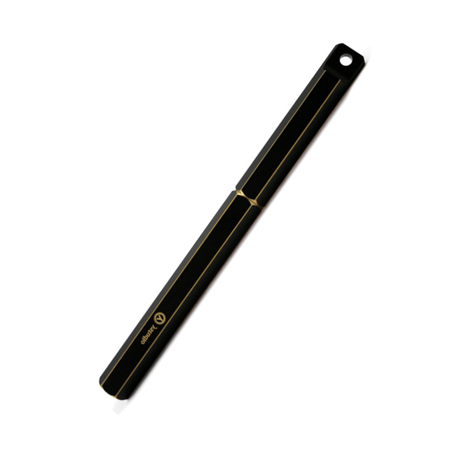 Y Studio Brassing portable fountain pen with fine nib, showcasing sleek design and metal finish in an elegant close-up image.