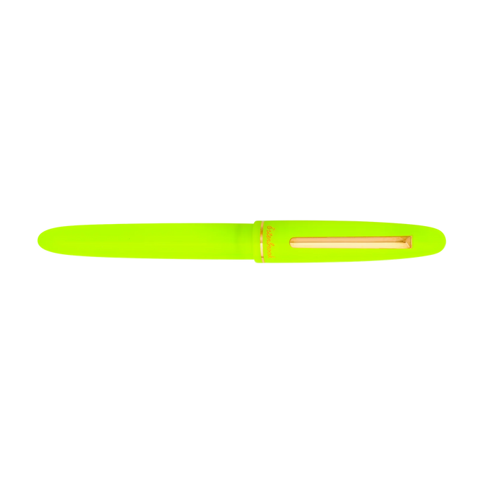 Yellow Esterbrook Estie Funky Town fountain pen with closed cap and glossy finish.