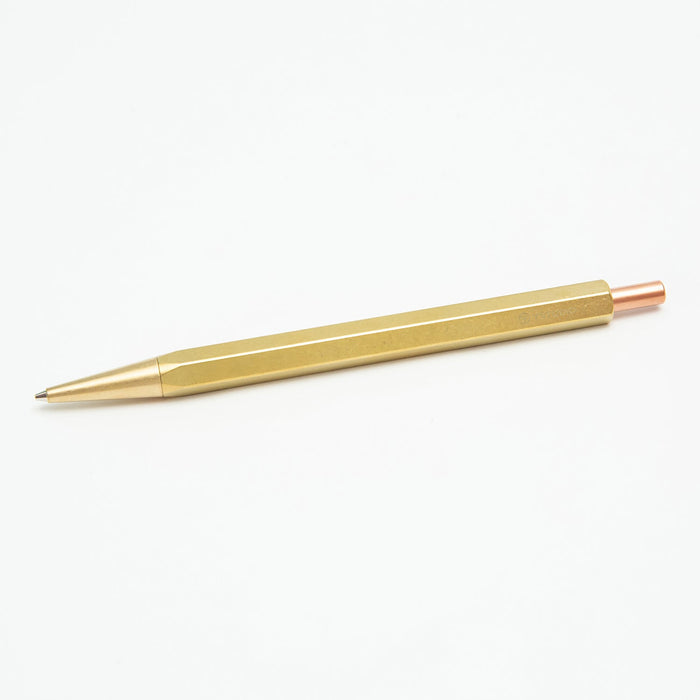 Y Studio Classic Revolve Mechanical Pencil Lite in brass, featuring a sleek design and smooth writing tip.